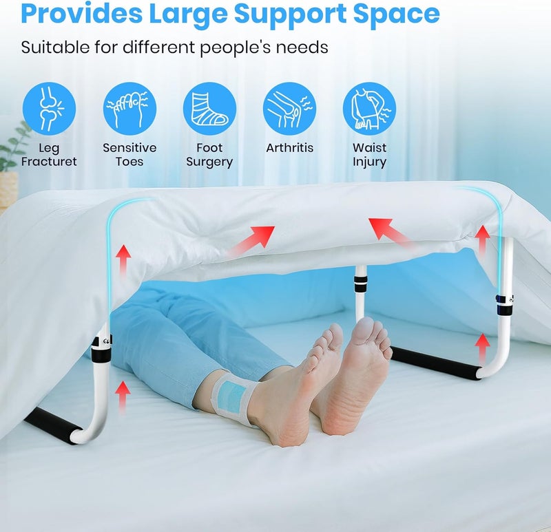 YaoFaFa Blanket Lifter for Feet - Blanket Lifters for Foot of Bed, Adjustable 20-29 Inch Height with 4 Non-Slip Clips, Multi-Use Bed Support for Enhanced Foot, Toe, Leg and Knee Comfort - Image 4
